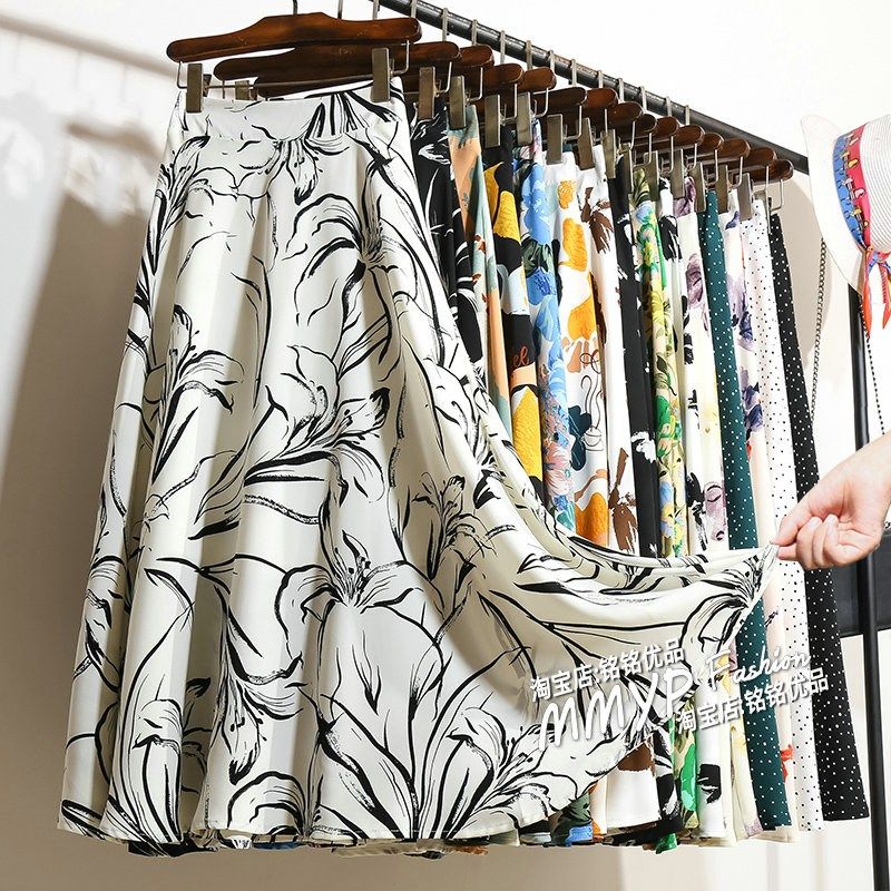 国风油画雪纺碎花裙半身裙女夏季小个子遮跨半裙大摆a字裙子长裙,女装/女士精品,半身裙,淘宝优惠券,粉丝福利购,淘宝优惠卷