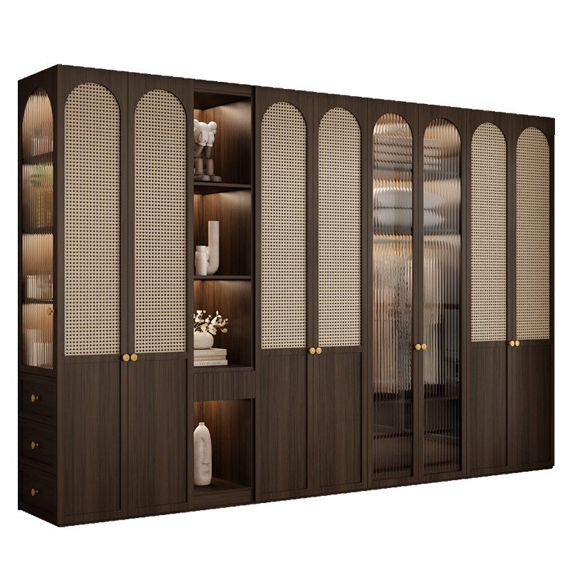 欧松板中古风ENF级实木衣柜简约家用卧室侘寂复古藤编四五门衣橱,住宅家具,独立衣柜,淘宝优惠券,粉丝福利购,淘宝优惠卷
