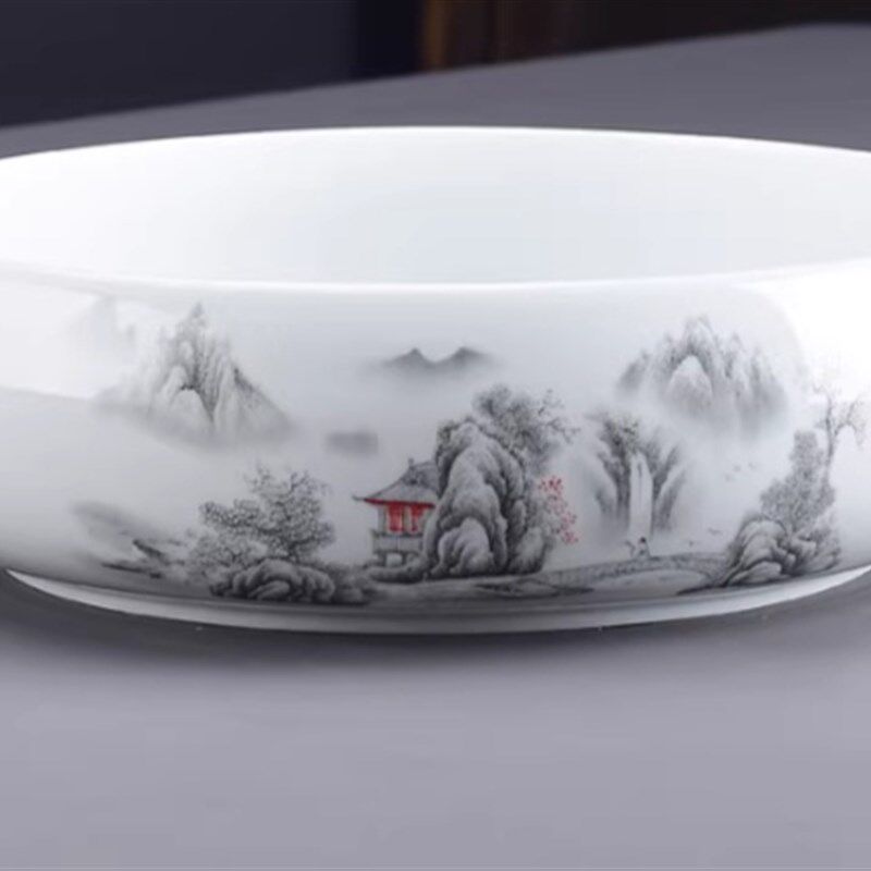 陶瓷烟灰缸大号超大特大家用中式复古茶室果皮茶渣废水垃圾收纳缸