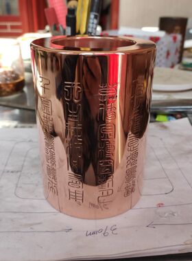 紫铜笔筒商务办公送老师礼品文房用品茶筒手工摆件精品工艺品