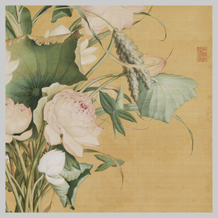 清 郎世宁 聚瑞图 国画 花卉花瓶 工笔花鸟微喷复制 卷轴挂画装饰