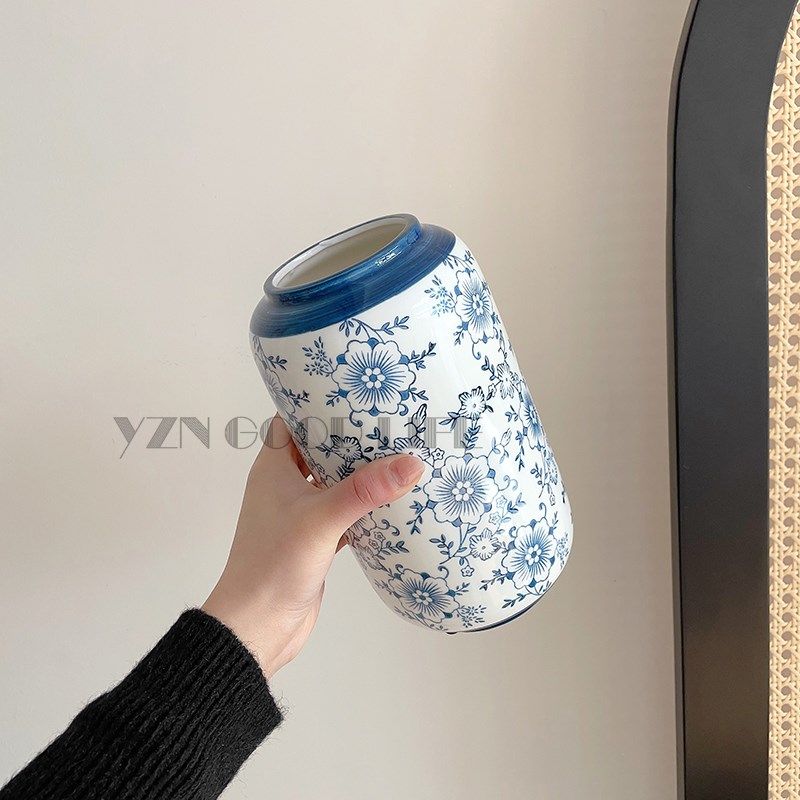 新中式青花瓷花瓶干花水养玫瑰复古陶瓷插花器客厅玄关装饰品摆件,家居饰品,花瓶,淘宝优惠券,粉丝福利购,淘宝优惠卷