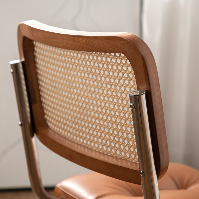 藤编椅子北欧咖啡厅民宿不锈钢实木餐椅中古复古办公学习休闲椅,住宅家具,餐椅,淘宝优惠券,粉丝福利购,淘宝优惠卷