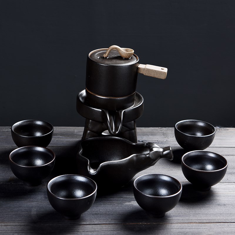 懒人泡茶器时来运转复古粗陶半全自动流水茶具套装家用陶瓷茶具