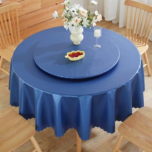 大圆桌布带转盘套全包防水防油防烫免洗PU双层圆形餐桌垫台布盖布