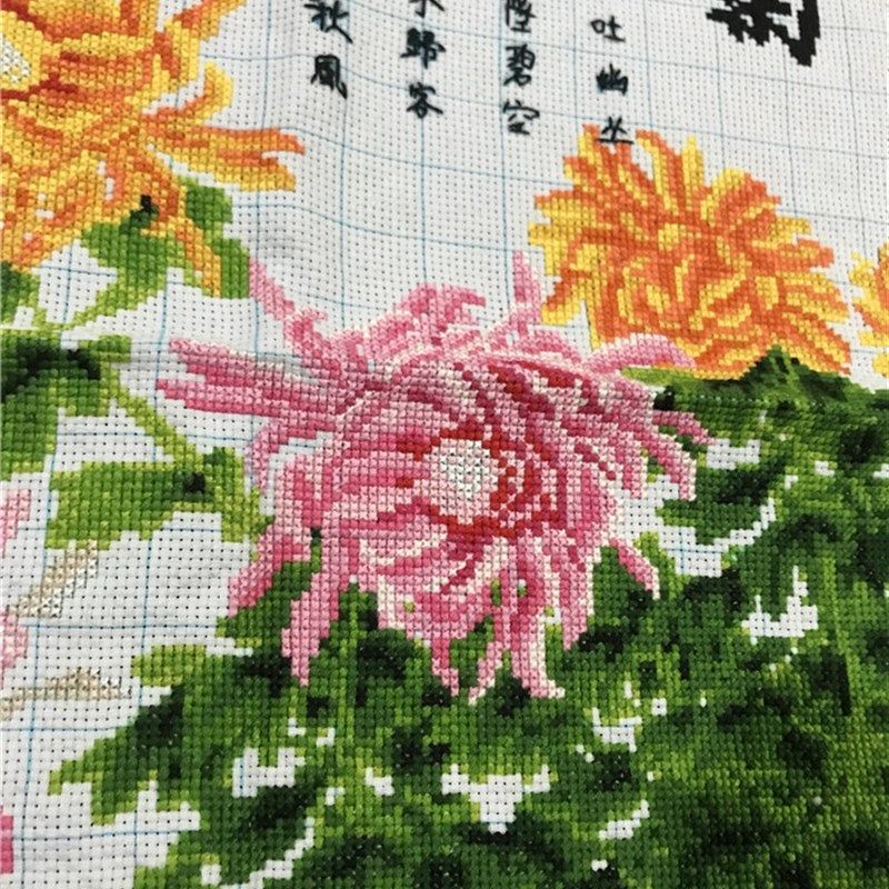 纯手工十字绣成品梅兰竹菊四联画新款客厅正方形版卧室包邮