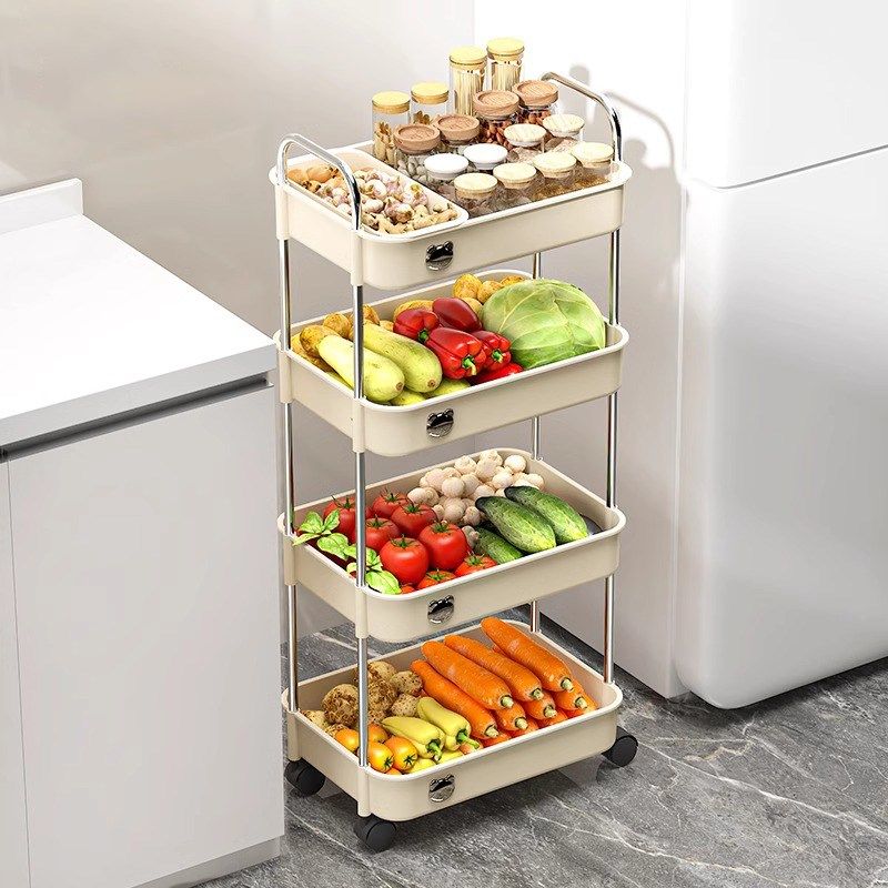 厨房不锈钢菜篮子置物架落地多层收纳架放果蔬调味料多功能小推车,厨房/烹饪用具,厨房置物架/置物柜/角架,淘宝优惠券,粉丝福利购,淘宝优惠卷