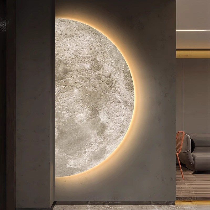 月球LED氛围灯玄关侘寂风装饰画楼梯拐角客厅灯画入户正对门壁灯,家居饰品,氛围画/灯画,淘宝优惠券,粉丝福利购,淘宝优惠卷