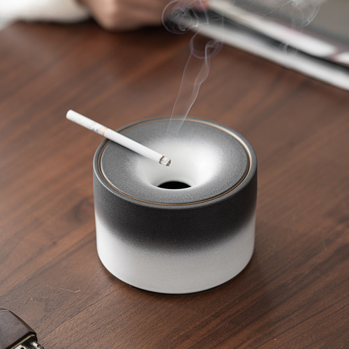 【渐变色】创意陶瓷烟灰缸家用客厅茶几茶桌防风带盖防飞灰个性