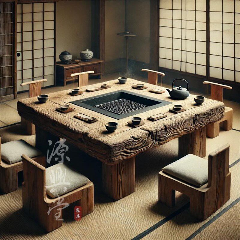 围炉煮茶2024新款 煮茶烧烤烤火炉套装 侘寂风冬日围炉煮茶方桌子,住宅家具,户外烧烤桌,淘宝优惠券,粉丝福利购,淘宝优惠卷