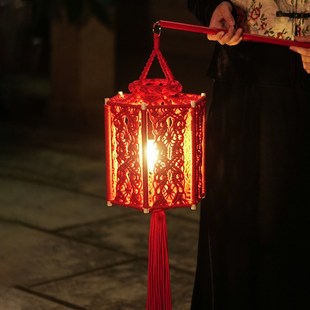 闲惠 2025新年装饰红灯笼diy手工编织制作材料包手提蛇年喜庆挂饰