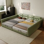 二胎家庭亲子床一家三口加宽拼接带护栏儿童子母床组合软体云朵床