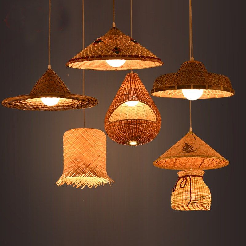 中式草帽吊灯竹编灯罩个性复古创意灯装饰藤艺斗笠农家乐餐厅民宿,家装灯饰光源,酒店/宴会厅/餐饮吊灯,淘宝优惠券,粉丝福利购,淘宝优惠卷