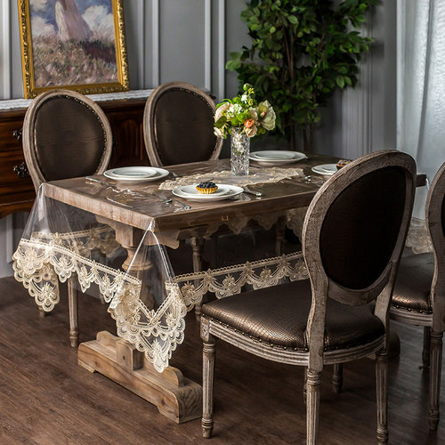 PVC桌布防水防油免洗蕾丝边茶几台布透明桌垫 水晶板软玻璃餐桌布