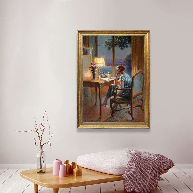 卧室装饰画简美欧式美女人物挂画高清喷绘画KTV会所壁画竖版油画