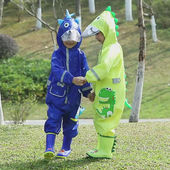 连体儿童雨衣男童女童宝宝卡通高领反光条幼儿园上学雨披防护雨具