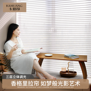 卡慕昂智能电动香格里拉窗帘百叶帘拉卷帘客厅阳台卧室免打孔卷帘