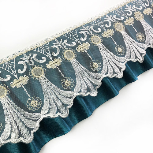 20厘米带褶皱绒布沙发垫蕾丝花边辅料炕罩裙边窗帘帘头帘幔床边