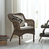 民宿藤编椅天然藤椅花园单椅沙发椅庭院阳台休闲椅复古单人靠背椅