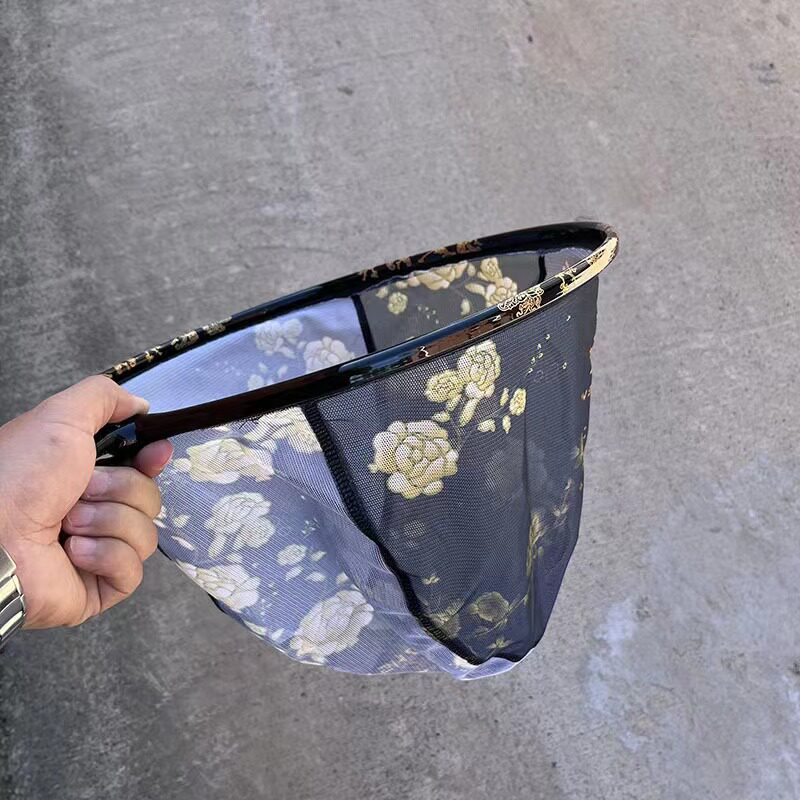 黑金抄网头轻硬防跳碳合金一体圈黑坑捞鱼可拆卸网布操网加厚防挂