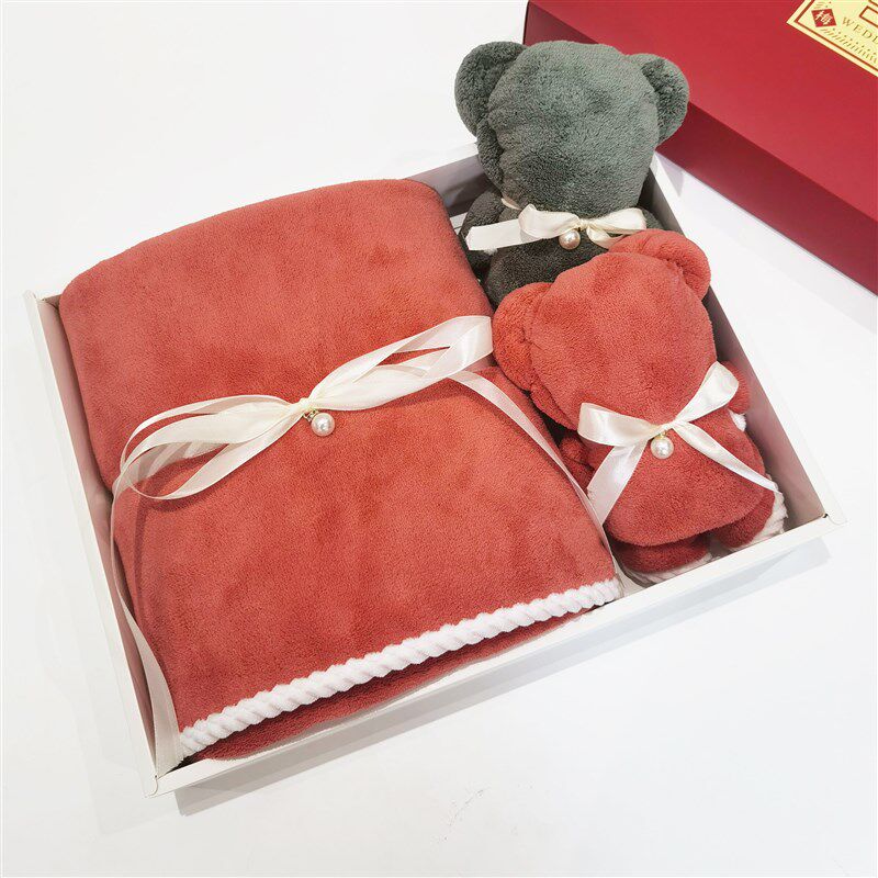 38节礼品 加厚珊瑚绒浴毛巾3件套礼盒回礼公司福利企业宣传定制