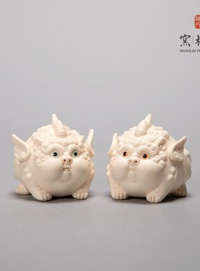 少林窑吞金兽貔貅摆件高档陶瓷客厅装饰品桌面艺术品招财瑞兽一对