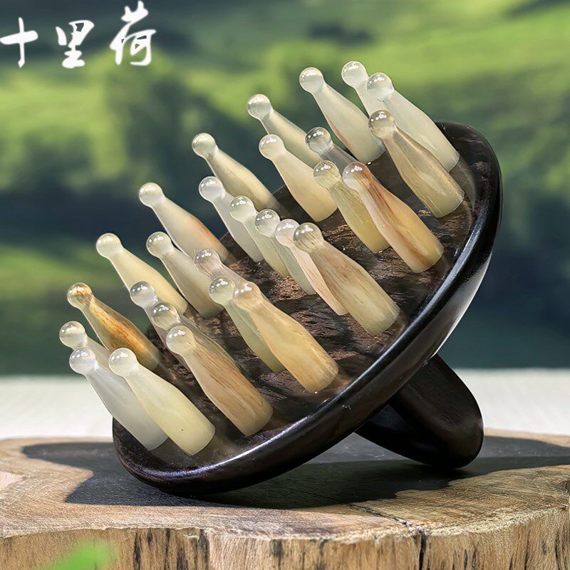十里荷新升级按摩梳牛角梳养生保健梳通头部头皮经络梳子梳头养发