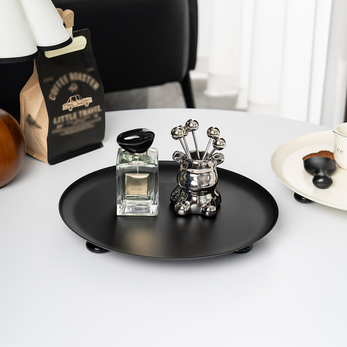 LIXADA轻奢香薰托盘圆形收纳盘桌面装饰置物盘木脚茶盘客厅展示架,收纳整理,收纳盘,淘宝优惠券,粉丝福利购,淘宝优惠卷