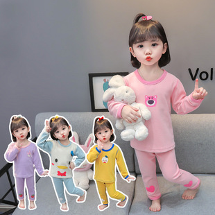 儿童德绒发热衣裤婴儿秋冬长袖居家服女童加绒新款秋衣裤睡衣