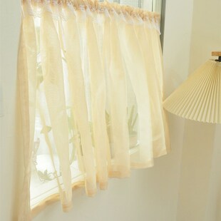 美式遮挡帘免打孔安装纱帘遮光半帘短帘阳台半截杂物柜子隔断帘