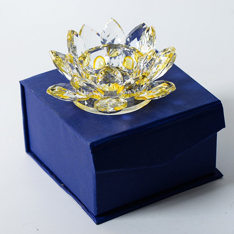 莲花水晶莲花烛台 七彩 水晶装饰品摆件 玻璃工艺品酥油灯底座