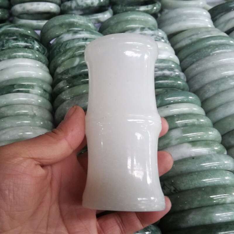 天然阿富汗玉笔筒玉石笔筒桌面摆件简约家居饰品白玉笔筒摆件复古