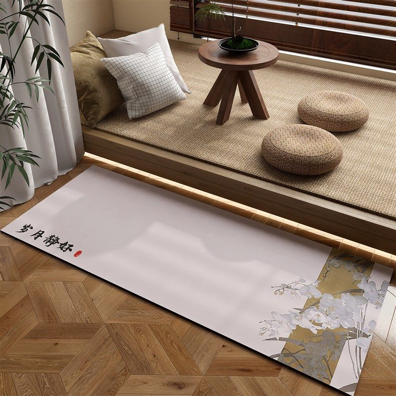 新中式阳台禅意硅藻泥软垫茶室长条门口地垫厨房院子防滑吸水地毯,居家布艺,家用脚垫,淘宝优惠券,粉丝福利购,淘宝优惠卷