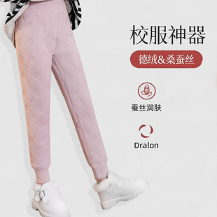 女童保暖裤校服神器中学生冬季加绒加厚卫生裤子中大童内穿儿童棉