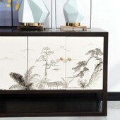 新中式 彩绘加高卧室主卧高柜酒店电视机柜客厅 电视柜实木落地高款