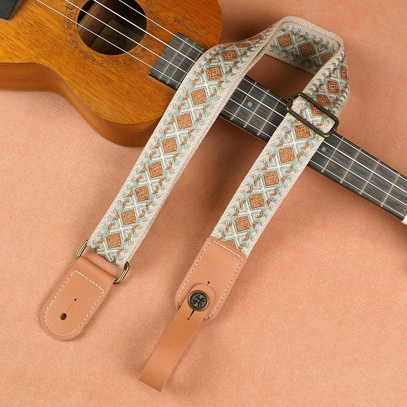 彩色提花编织尤克里里背带乌克丽丽肩带斜挎带个性舒适ukulele带