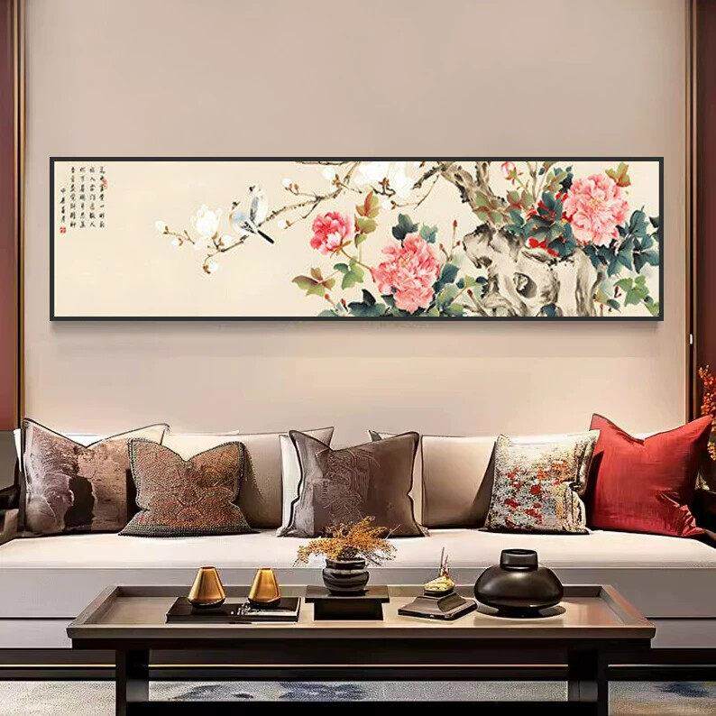 办公室卧室多福装饰画中式壁画多子国画牡丹挂画客厅好寓意石榴新