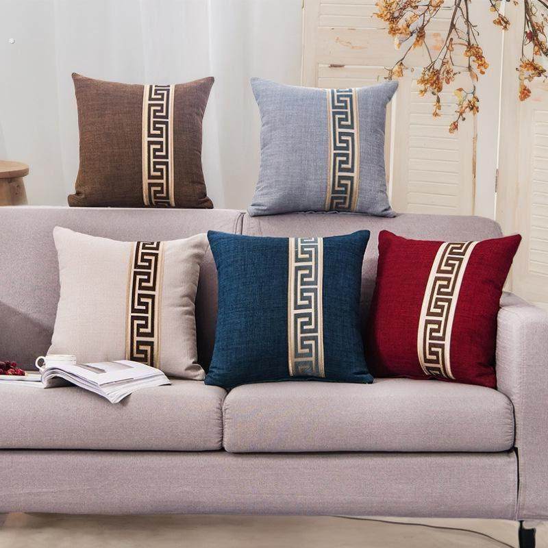 抱枕沙发客厅红木新中式靠垫套子抱枕套不含芯枕头靠枕棉麻大靠背