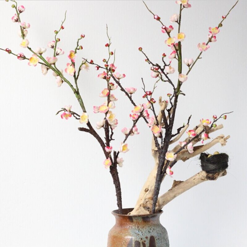 梅花假花高档仿真腊梅桃花枝客厅摆设装饰防真中式古典高品质摆件