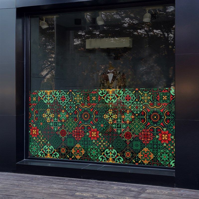 复古民族风玻璃贴膜方格古典橱窗腰线美化国潮静电茶餐厅静电贴膜,家居饰品,玻璃膜/贴,淘宝优惠券,粉丝福利购,淘宝优惠卷