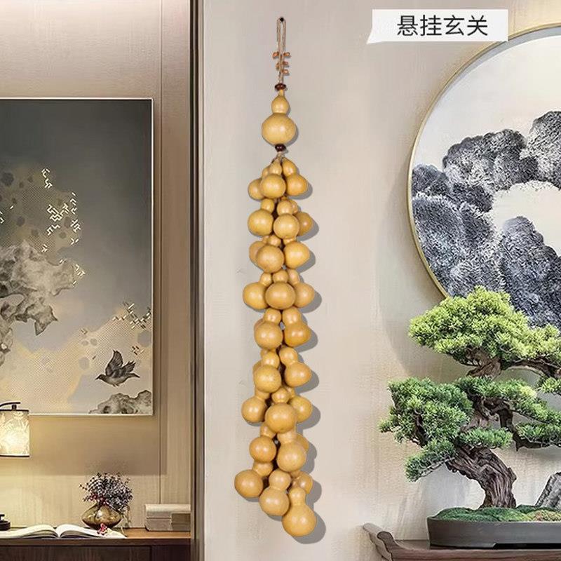 天然葫芦挂饰乔迁送礼办公室挂饰农家乐挂件客厅挂饰金色葫芦串