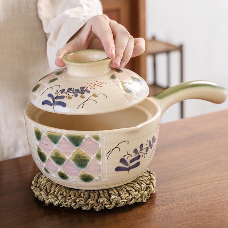 万土烧粗陶陶瓷单柄小奶锅宝宝副食品锅汤锅耐高温明火瓦斯炉黑晶