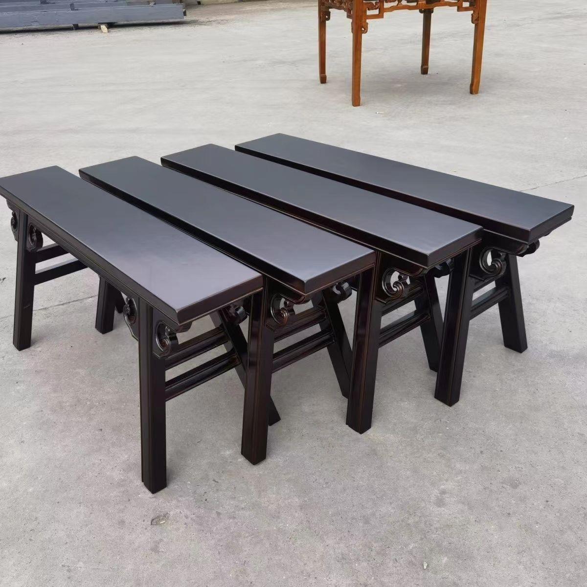 老式实木长条凳子家用彷古板凳全榫卯凳商用餐饮矮八仙桌镂花凳椅