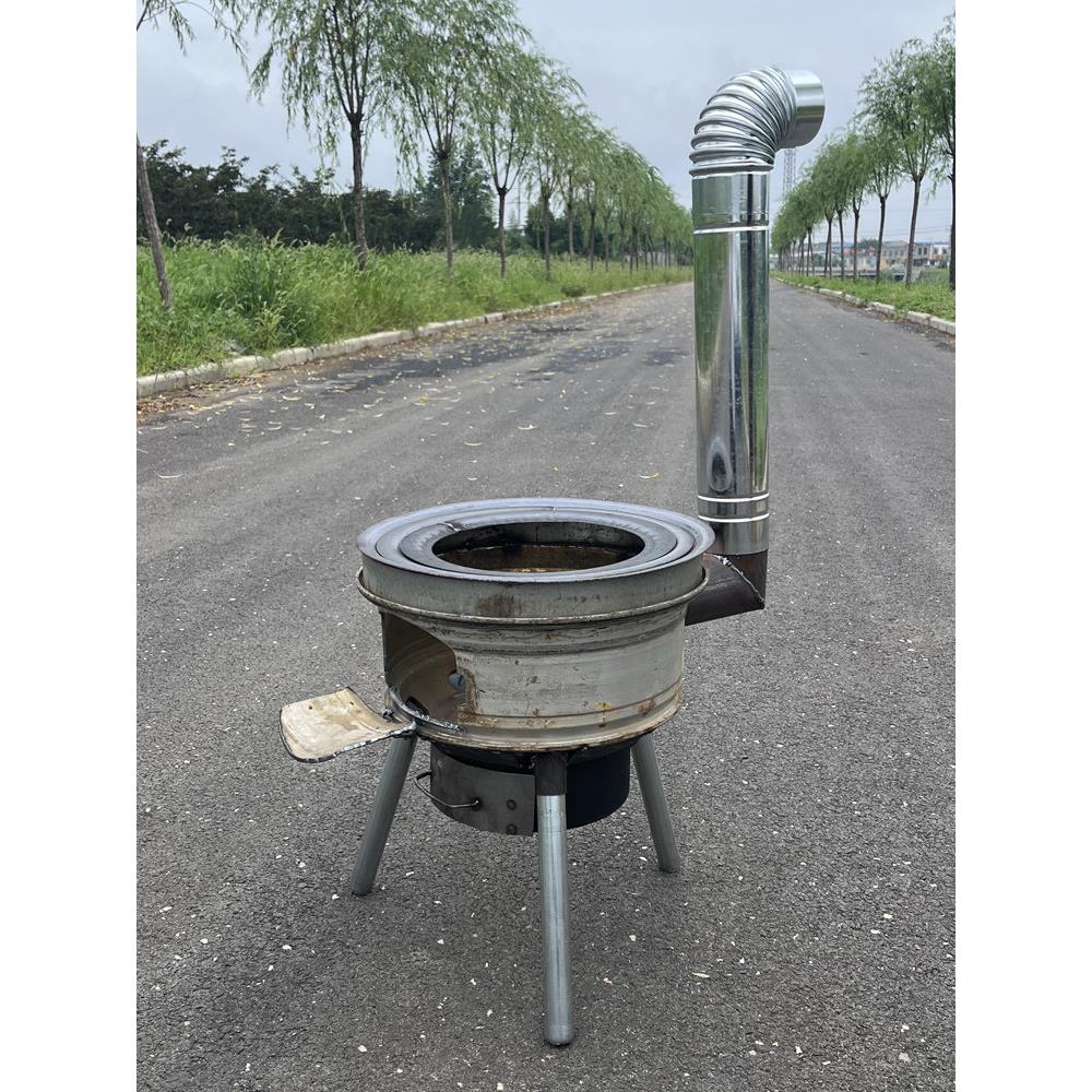 汽车车轮木灶加厚农村木灶便携式木煤两用钢圈炉地板锅厂家直销