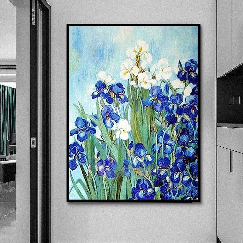 梵高鸢尾花 世界名画 diy数字油彩画 手绘填色油画家居装饰画