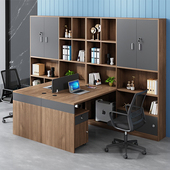 财务办公桌职员桌椅组合双人对坐办公室主管桌带高柜会计办公桌子