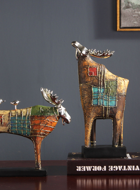 诗意栖居 创意驯鹿工艺品 浪漫田园复古软装摆件书房书柜装饰摆设