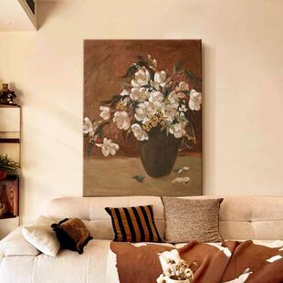 客厅背景墙装饰画法式高级感中古风入户门玄关柜挂画复古走廊壁画