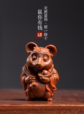 采购产品天然的实木雕刻吸引财富和财富，你有钱，创意桌面装饰品