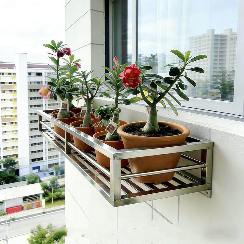 不锈钢阳台花架防潮架户外花架高层放花盆墙架架子壁挂延伸架加厚